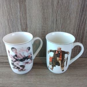 Norman Rockwell Set of 2 Picture Coffee Cups